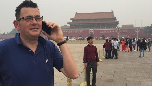 Daniel Andrews during a previous visit to China, with Beijing's Forbidden City in the background. Picture Supplied