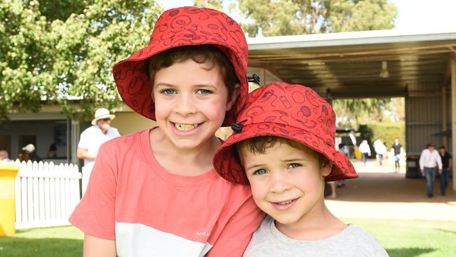 Tommy and Louie Hall at Moama Bowling Club Echuca Cup. Picture: David Smith