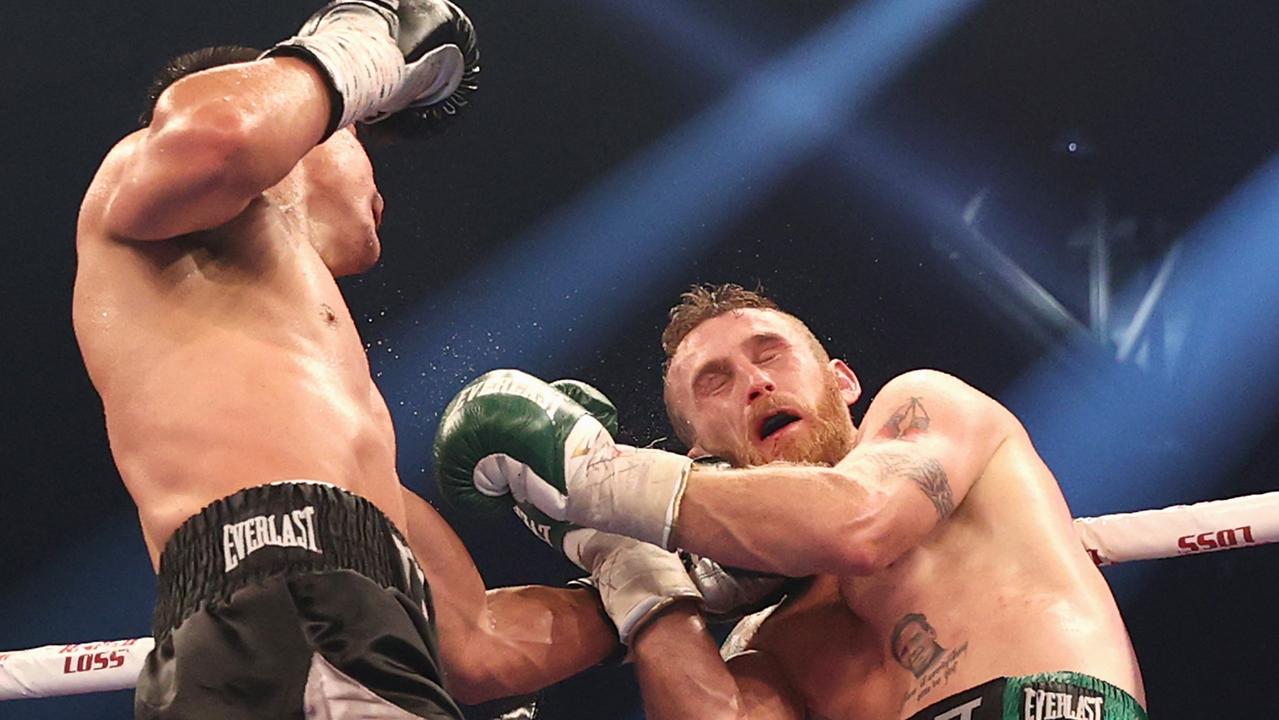 Tim Tszyu crushed Dennis Hogan in his last bout. Picture: Cameron Spencer/Getty