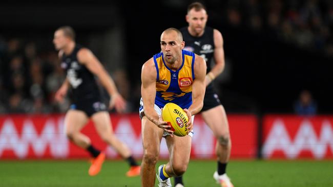 Dom Sheed has been sidelined by a foot hot spot. Picture: Morgan Hancock/AFL Photos