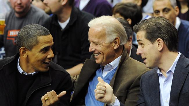 Former US president Barack Obama, US President Joe Biden and his son Hunter. Picture: Getty Images