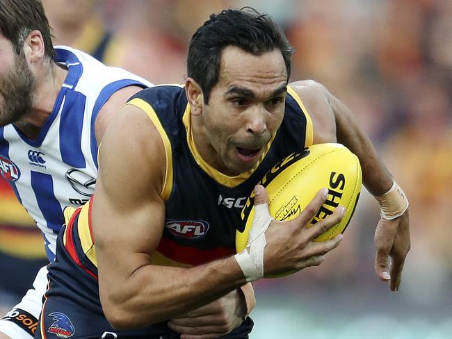 19/08/18 - AFL - Adelaide Crows v North Melbourne at the Adelaide Oval. Eddie Betts and Luke McDonald. Picture SARAH REED