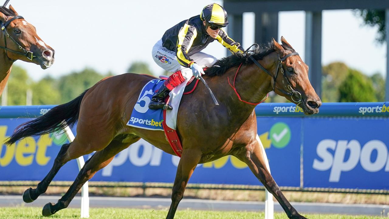 Fickle, ridden by Craig Williams, wins at Caulfield Heath on December 12. Picture: Scott Barbour / Racing Photos