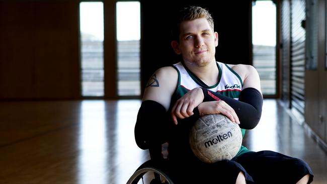 Ben Newton was in the state wheelchair rugby team that won the State Disability Sports awards team of the year. Picture: Chris McCormack.