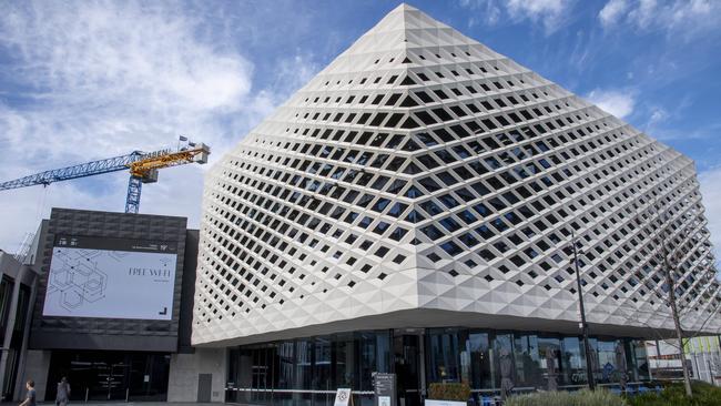 Construction of Maroondah Council’s new offices, which will be an extension of the Realm Library, began last year. Picture: Andy Brownbill