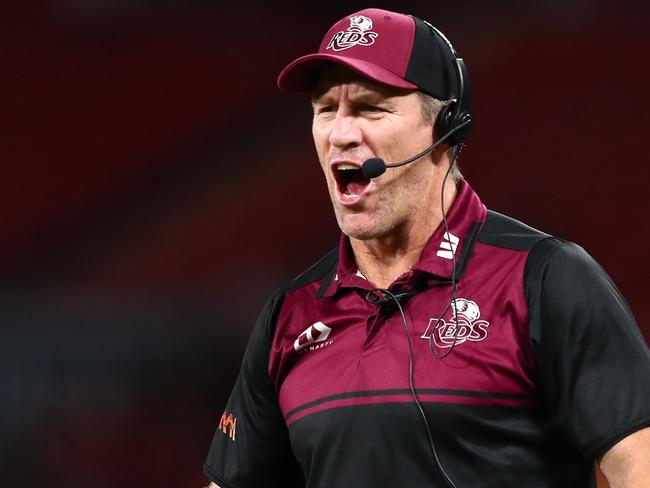 BRISBANE, AUSTRALIA - MARCH 12: Reds coach Brad Thorn during the round four Super Rugby Pacific match between the Queensland Reds and the Fijian Drua at Suncorp Stadium on March 12, 2022 in Brisbane, Australia. (Photo by Chris Hyde/Getty Images)