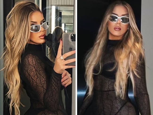 Model flaunts G-string in see-through outfit