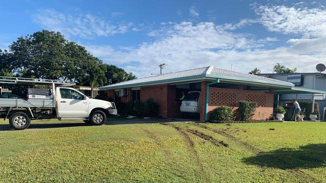 Tyre tracks from where a Holden Commodore crashed into a house at Tapiolas Ave, Kirwan.