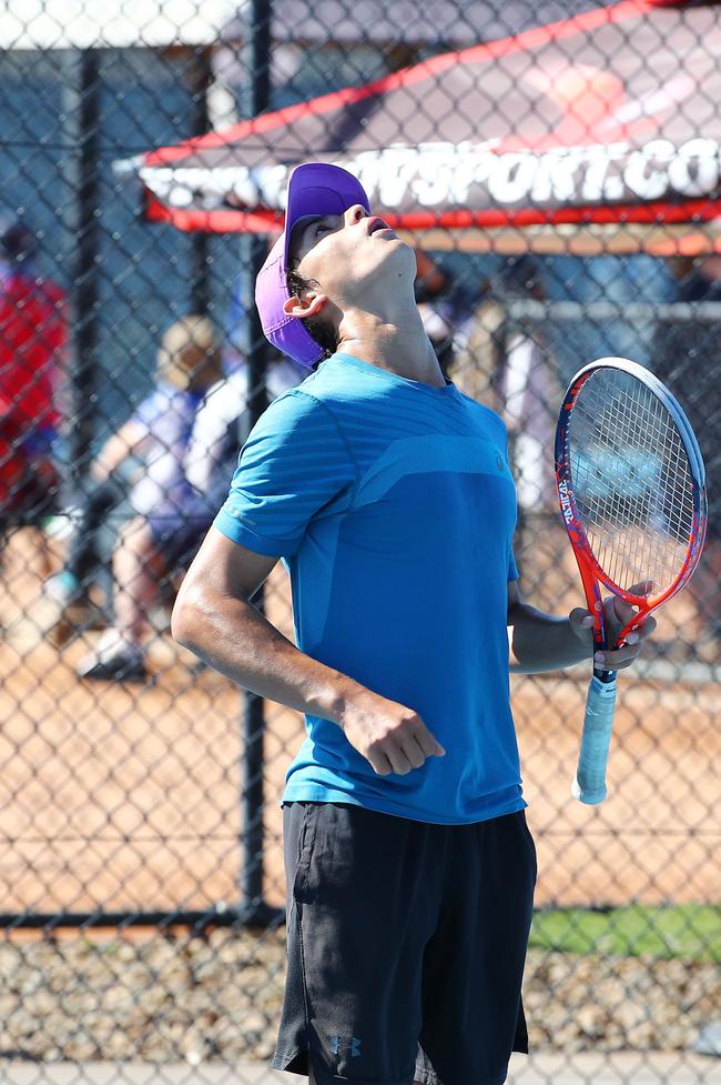 Action from the International Tennis Federation junior tournament at KDV on the Gold Coast. Picture: Tertius Pickard