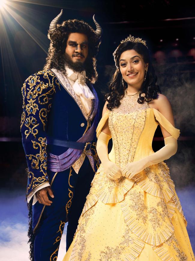 Shubshri Kandiah and Brendan Xavier in Disney's Beauty and The Beast the musical. Picture: Supplied by Disney