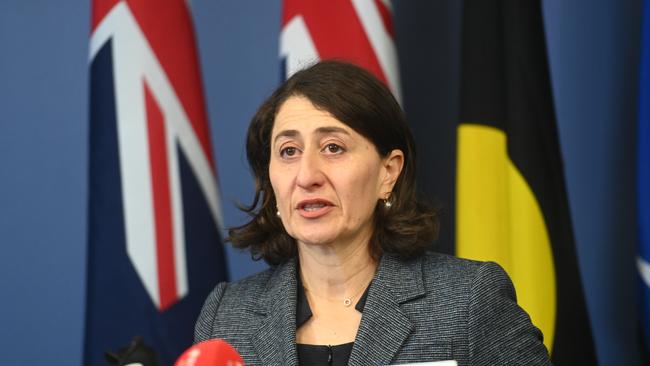 A visibly upset Gladys Berejiklian resigns on Friday, October 1. Picture: NCA NewsWire/Jeremy Piper