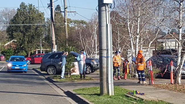 Residents in Croydon's Donald St are unhappy with traffic clogging the end of their street due to coronavirus testing. Picture: Kiel Egging.