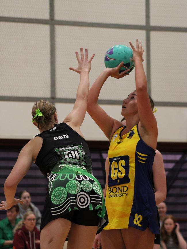 HART Sapphire Series round 1 2024 (Ruby league) Darling Downs Panthers v Bond University Bull Sharks Netball