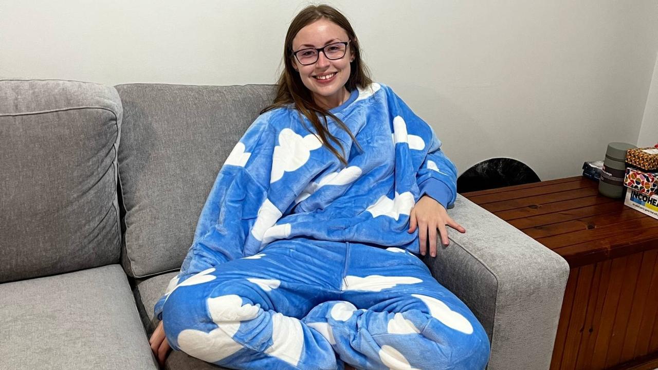 The best part about wearing The Oodie Loungewear? Lounging! Picture: Rosalyn Fannin / news.com.au checkout.