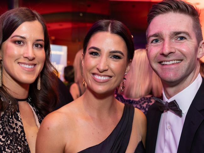 Danni Gillham, Anthony Greiner and Sarah Kelly at the Women of the Year awards 2023, The Star Gold Coast. Picture: Celeste Humphrey