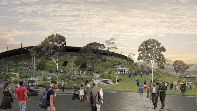 Early artist’s impression of a sports stadium at Macquarie Point.