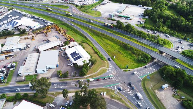 Drone photos above the Maroochydore and Mons roads interchanges at Forest Glen, which have been a catalyst for more development. Photo: Patrick Woods