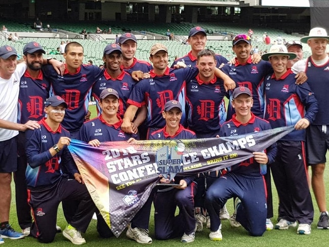 Aside from playing with Moorabbin last season, Karl Carver (bottom left) was a guest player for Dandenong in the Super Slam and part of the title-winning team.