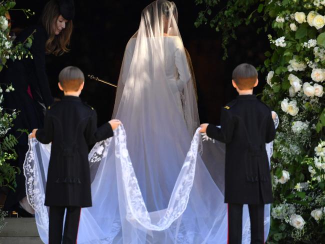 US actor Meghan Markle in her wedding dress. Picture: AFP PHOTO / POOL / Ben STANSALL