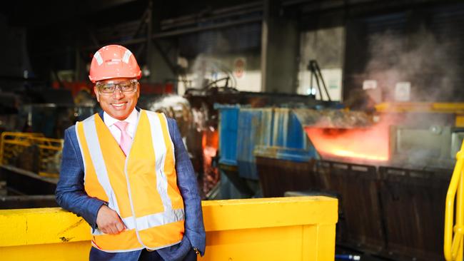 GFG Alliance executive chairman Sanjeev Gupta visits One Steel in Rooty Hill. Renee Nowytarger/The Australian