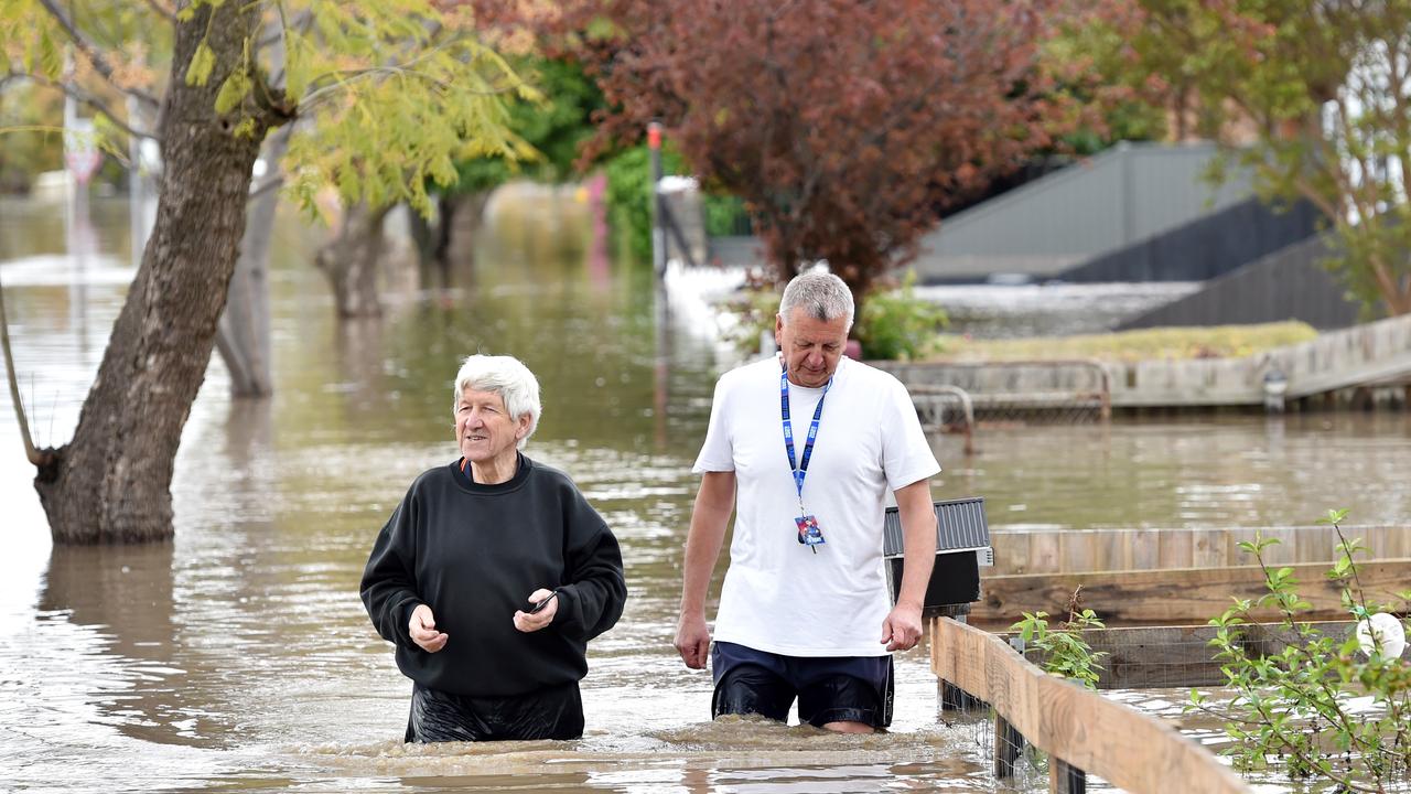 Maribyrnong residents stranded in waist-deep water. Picture: Nicki Connolly.