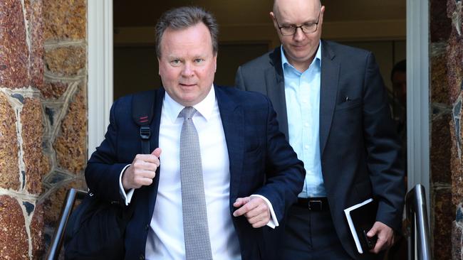 Australian Rugby Union CEO, Bill Pulver leaves after giving evidence to an inquiry in Perth on Wednesday, September 20, 2017. The Senate Affairs References Committee held a public hearing into the future of rugby union in Australia following the axing of the Western Force. (AAP Image/Richard Wainwright) NO ARCHIVING