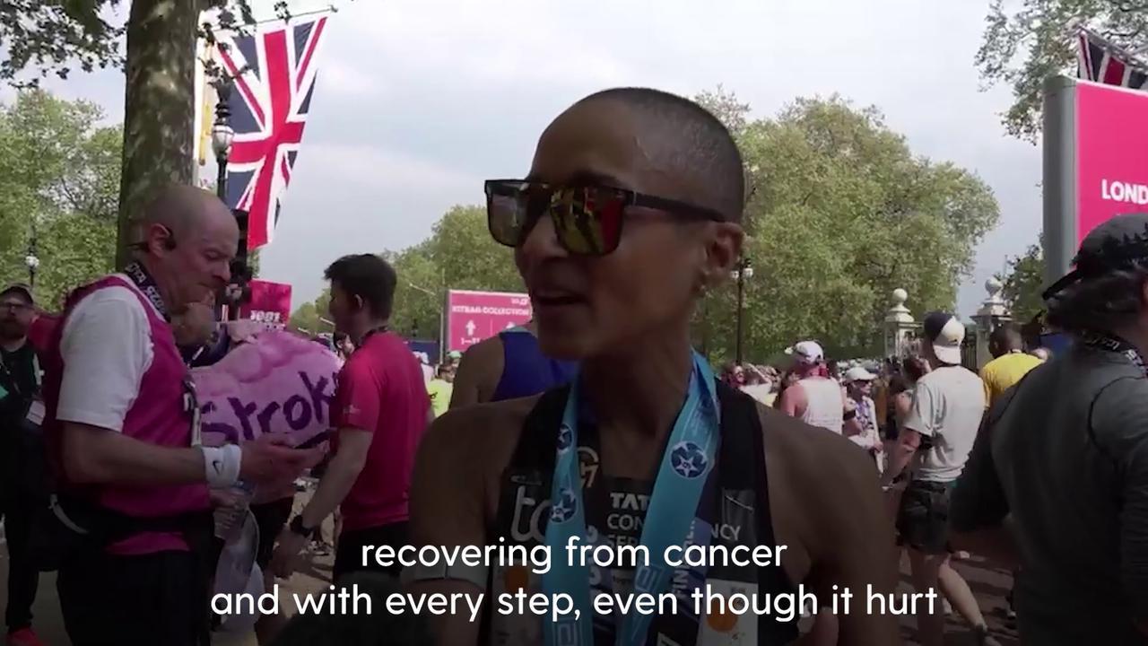Thousands of runners cross the finishing line of London Marathon