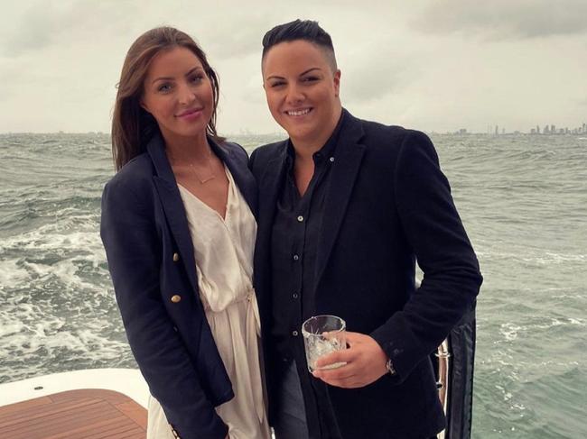 Imogen Russell and Shadi Kazeme on the super yacht last weekend. Picture: Instagram