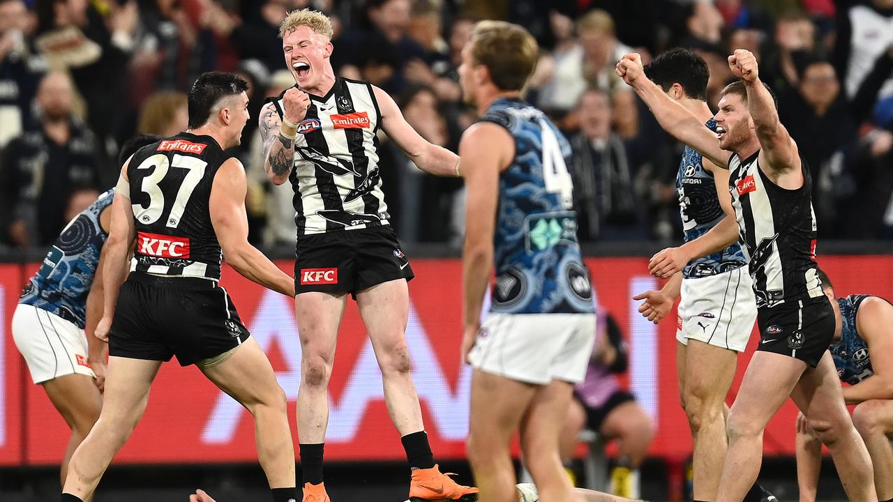 Collingwood just hung on for a win against Carlton earlier this year. Picture: Getty Images