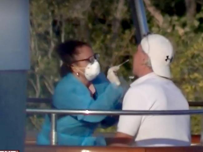 Mark Simonds is tested for coronavirus aboard the Lady Pamela superyacht. Picture: A Current Affair – 9 News