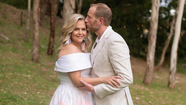 Taryn Brumfitt married Tim Pearson at Bridgewater Mill. Picture: Karen Lynch Photography Dress: Tiff Manuell