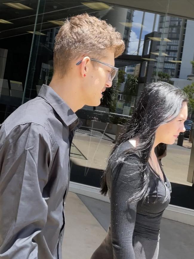 Kyle Anthony Baxter, 22, leaving court with his partner.