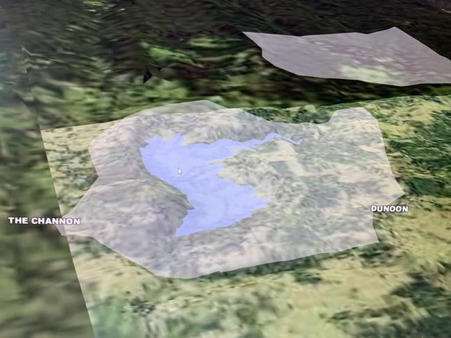 A 3D model of the porposed Dunoon dam, part of a digital map created by Rous County Council.