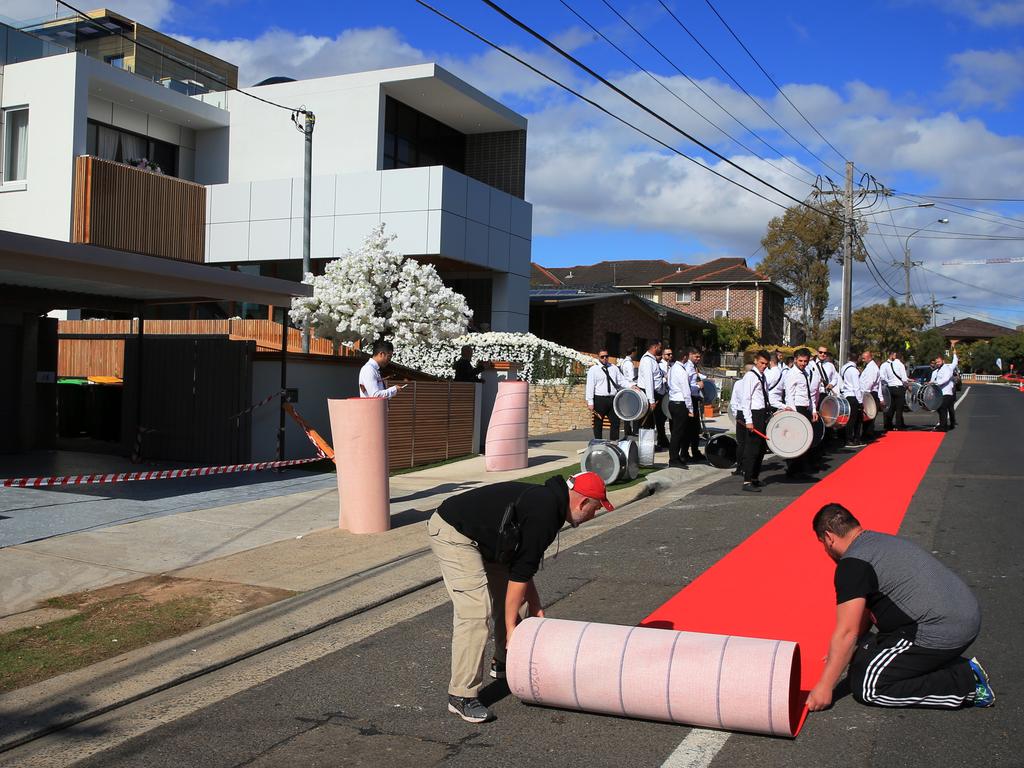 The red carpet is rolled out for the wedding. Picture: Toby Zerna