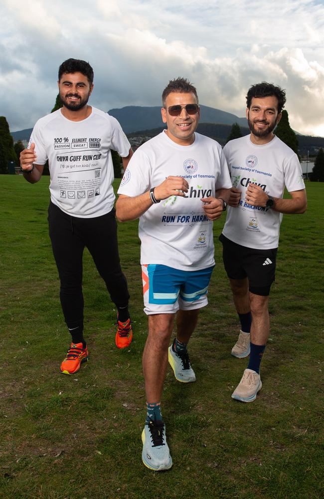 Chiya Guff Runners Anish Adhikari, Ganesh Ghimire, and Niranjan Mainali. Picture: Linda Higginson