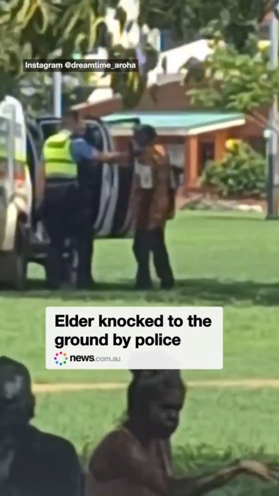 Elder knocked to the ground by police