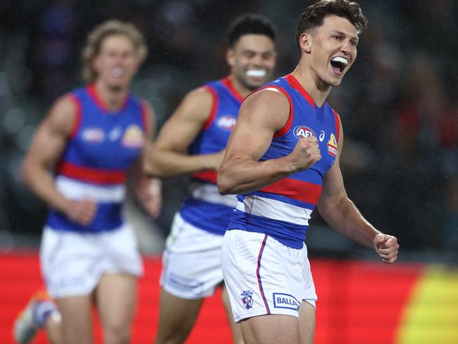 Anthony Scott celebrates a goal in the preliminary final.