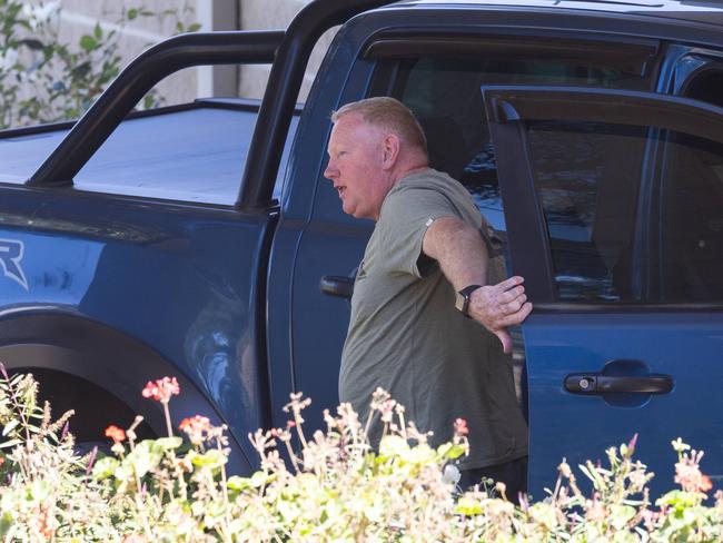 Mr Murphy arrives home after news of the arrest broke. Picture: Jason Edwards