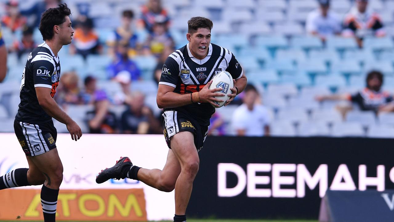 Rookie Wests Tigers forward Tuki Simpkins is set to hand himself into police. Picture: NRL Photos