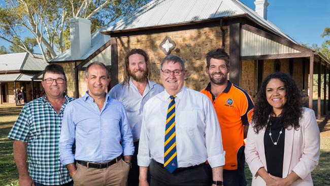 Six of the councillors elected in the 2017 Alice Springs Town Council elections, from left: Jamie de Brenni, Eli Melky, Jimmy Cocking, Damien Ryan, Matt Paterson, and Jacinta Price. Picture: EMMA MURRAY