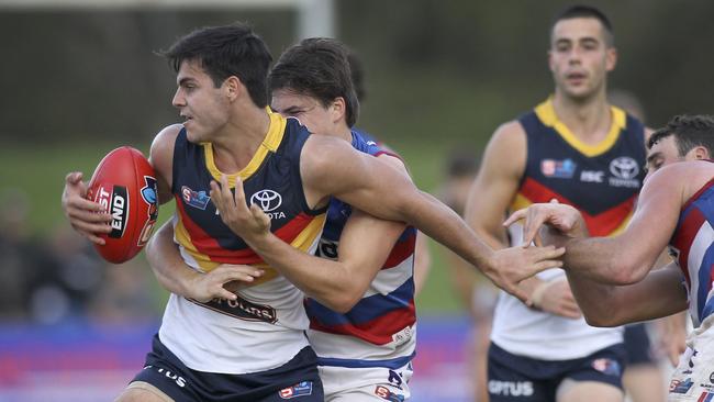 First-round draftee Darcy Fogarty has been stuck in the SANFL this year. Picture: AAP Image/Dean Martin.