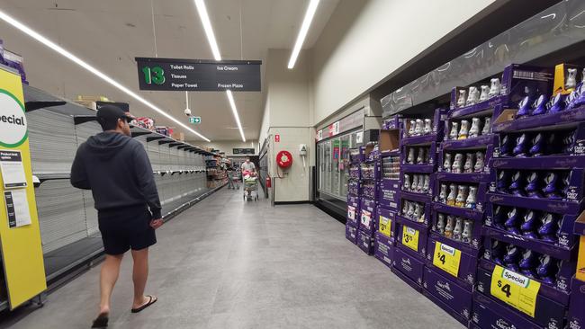 Police will be on patrol at supermarkets to enforce social distancing ahead of an expected Easter rush. Picture: Sam Ruttyn