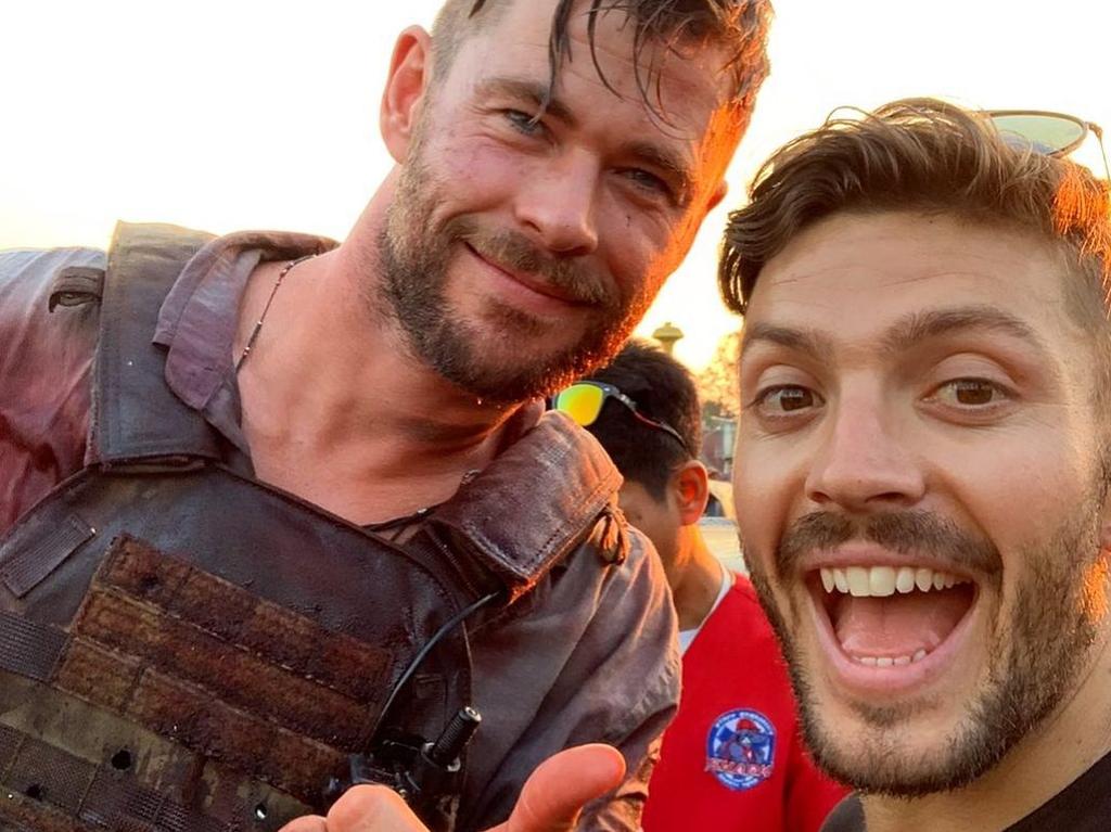 Chris Hemsworth with his personal trainer Luke Zocchi.