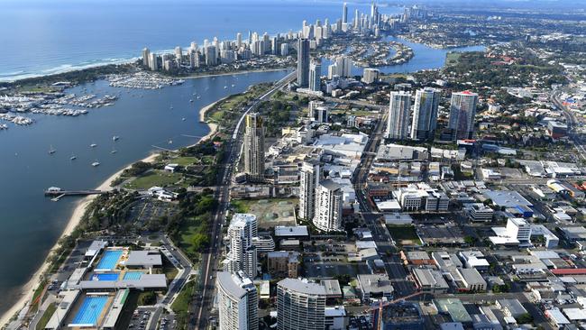 Southport looking south to Surfers Paradise. (AAP Image/Dave Hunt)