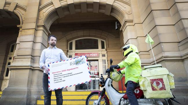 Wilderness Society Tasmania campaign manager Tom Allen will deliver a HUGE letter, representing over 2300 people who signed a letter to AustraliaÃ&#149;s Environment Minister, Sussan Ley, opposing the privatisation of Lake Malbena found inside Walls of Jerusalem National Park. Picture Chris Kidd