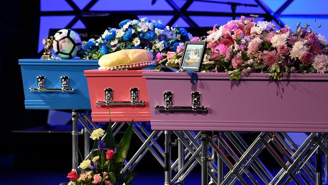 Jacob, Stephanie and Ella-Jane are farewelled together. Picture: Scoot Davis