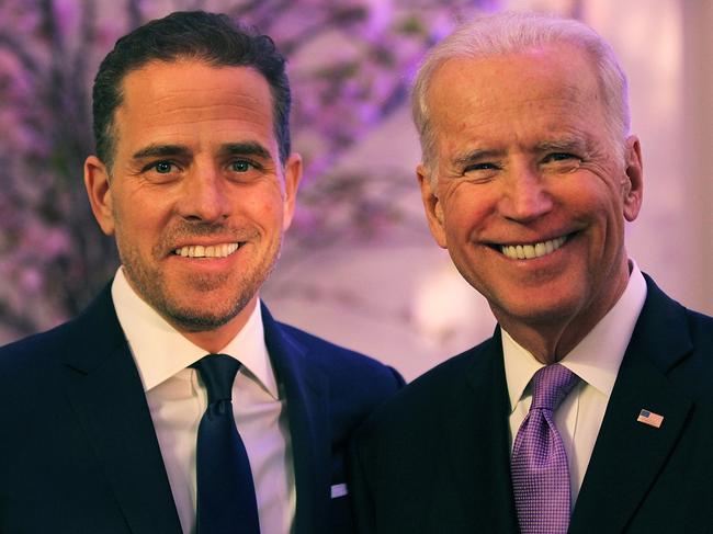 Former US Vice President Joe Biden and his son, Hunter Biden. Picture: Getty