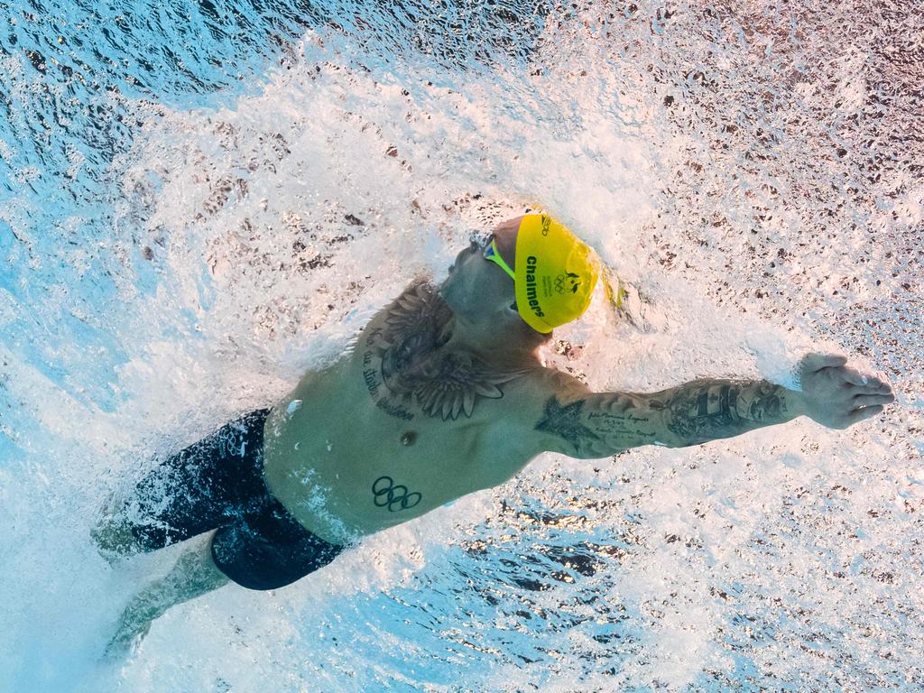 An underwater view of Chalmers in action at the final. Picture: Francois-Xavier Marit/AFP