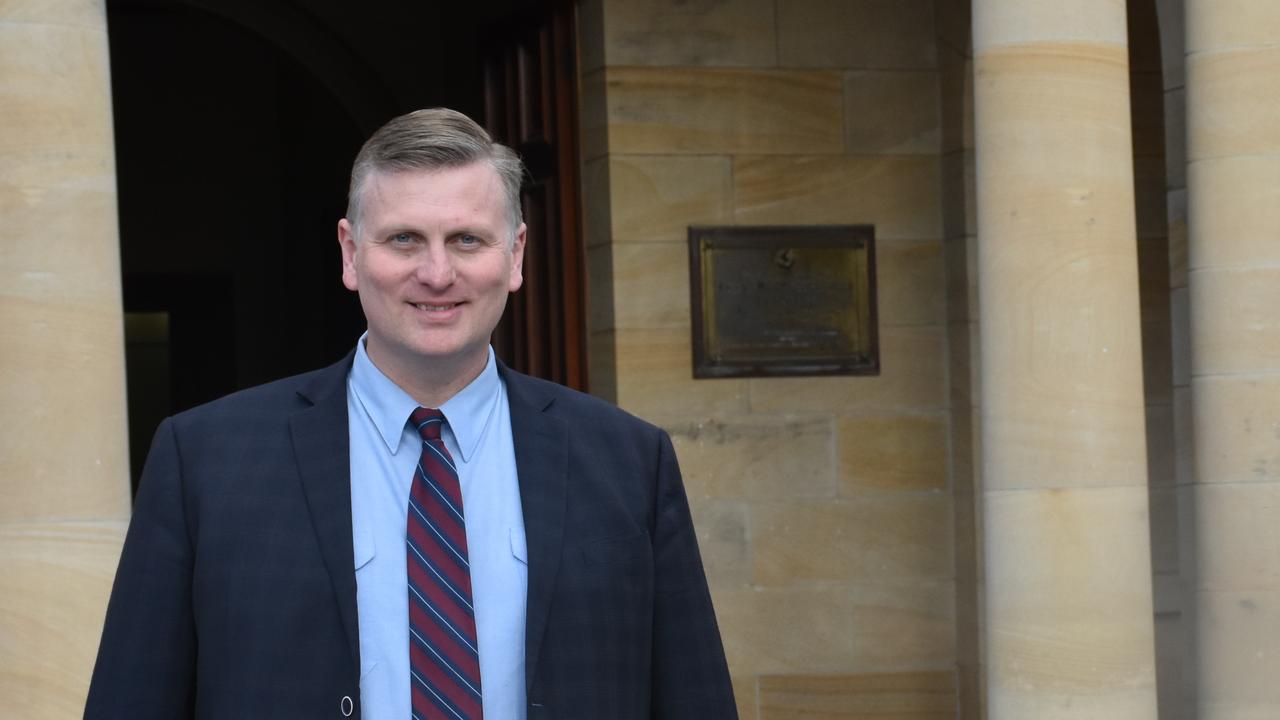 Member for Southern Downs James Lister in front of Warwick Town Hall.