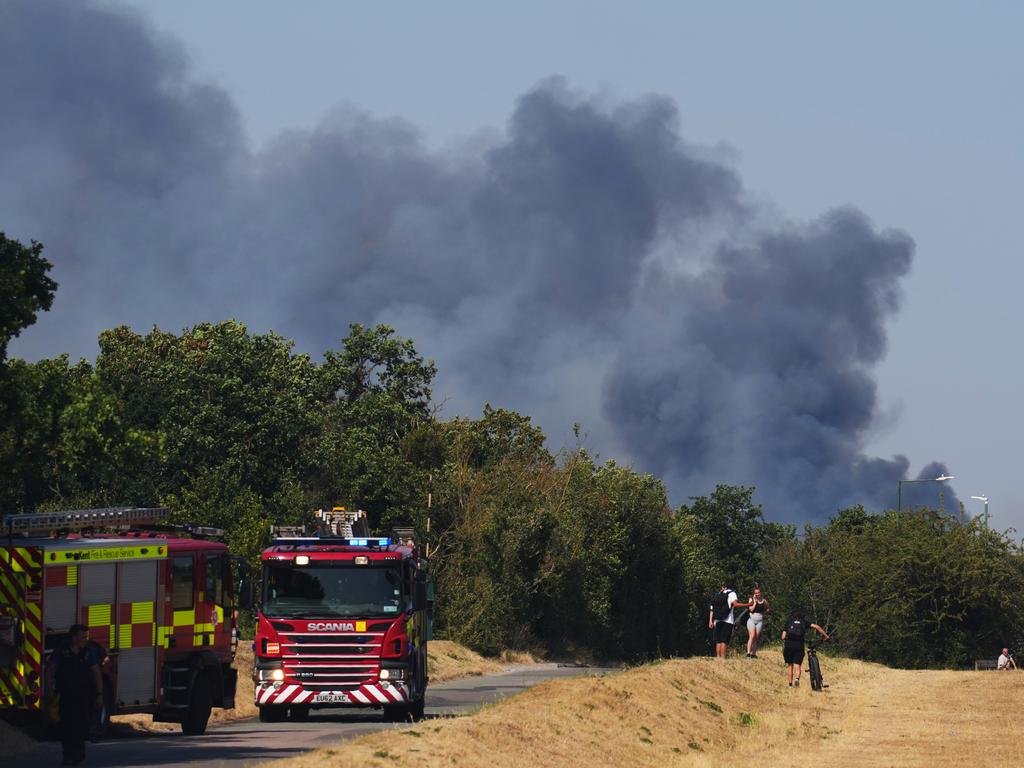 Emergency services fight fire in Dartford, England. Picture: Getty Images